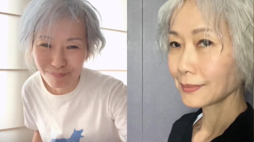 葉童滿頭白髮近況曝光。（圖／翻攝自葉童抖音）