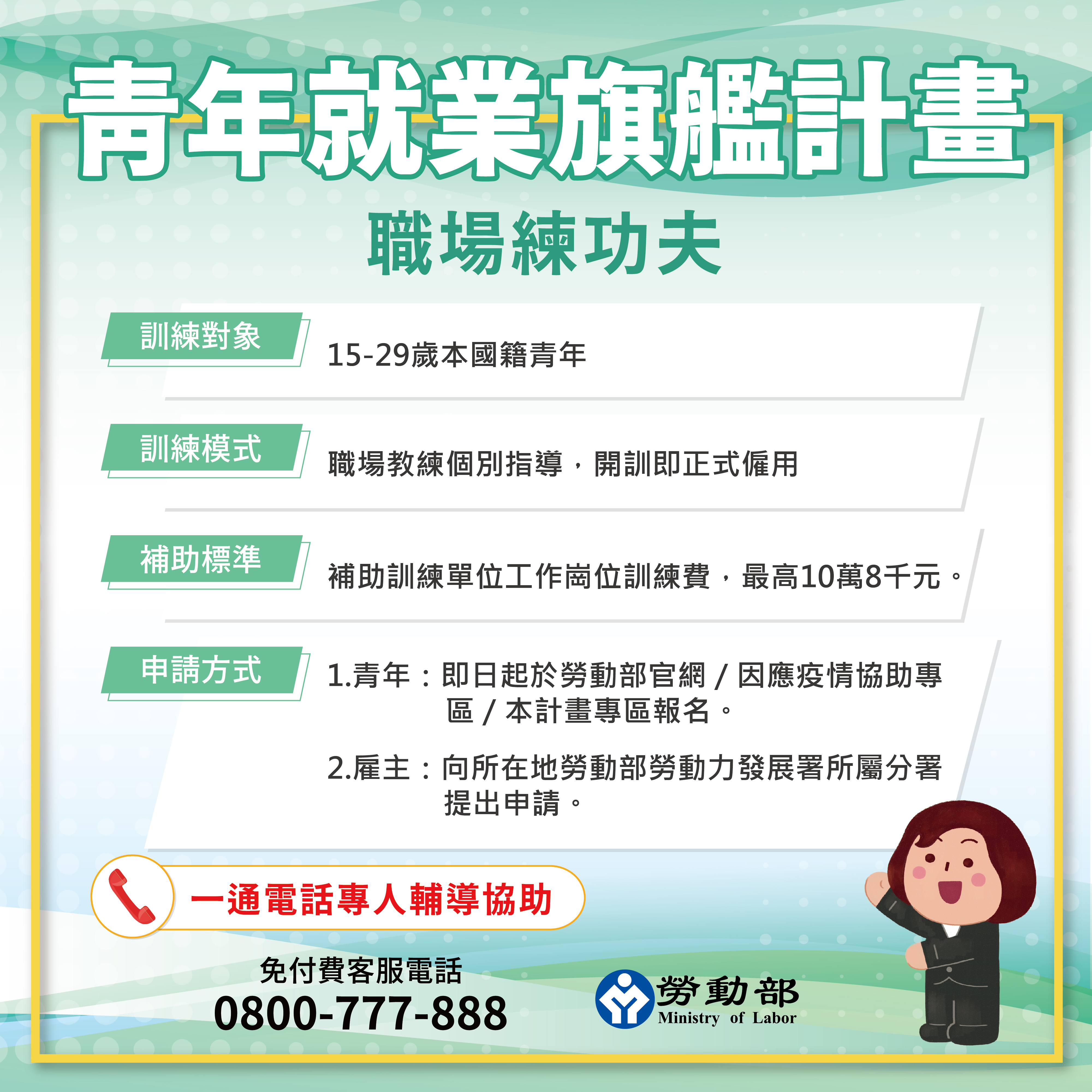 青年就業旗艦計畫。(圖/勞動部)