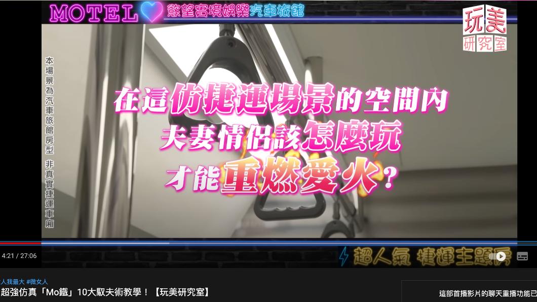 女星王思佳「王美開箱」系列,體驗汽車旅館擬真房型。(圖/翻攝自女人我最大Youtube 頻道)