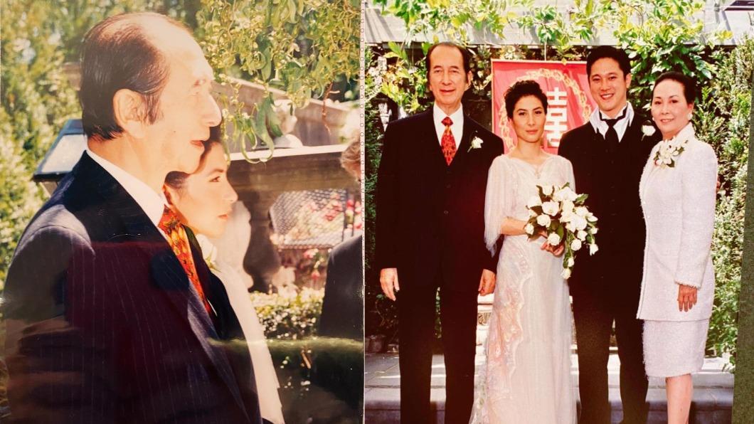 何超儀結婚時，父親賭王緊牽他的手。（圖／翻攝自何超儀臉書）