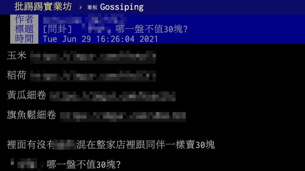 原PO詢問有沒有哪些在迴轉壽司店CP值不高的品項。（圖／翻攝自PTT）