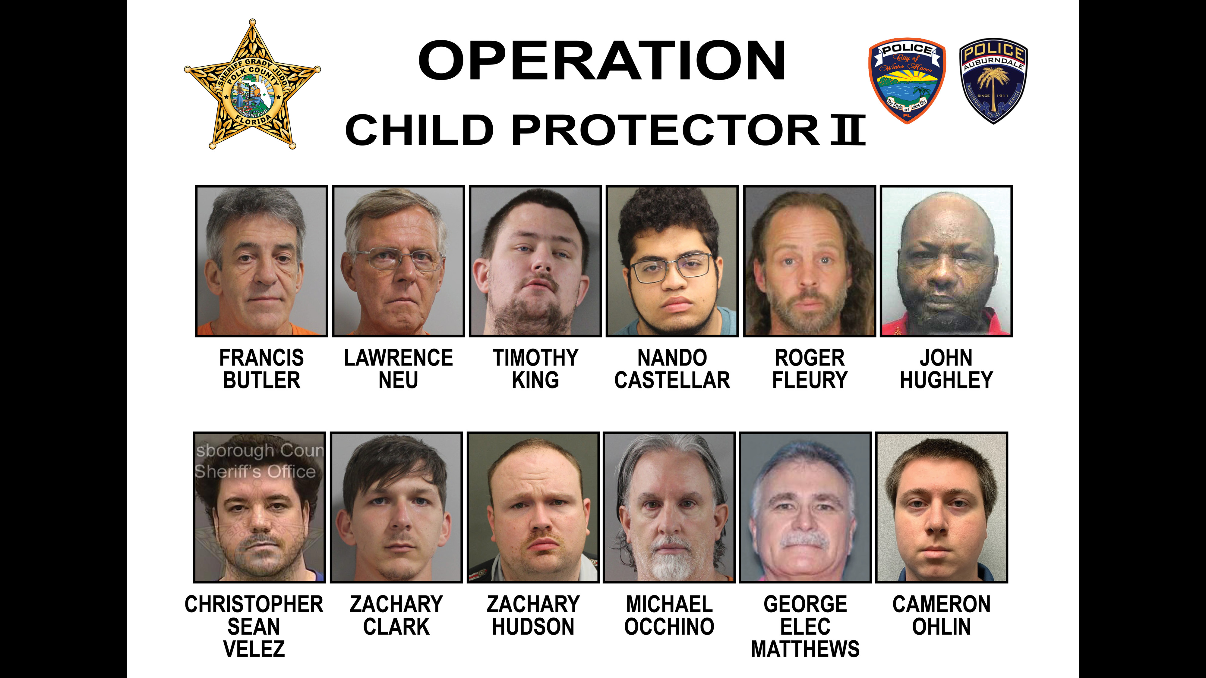 佛州警方釣出12名戀童犯。(圖/翻攝自Polk County Sheriff's Office)