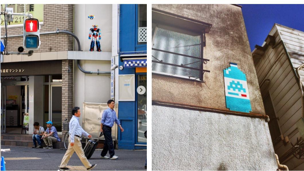Invader在東京街頭留下不少作品。(圖/翻攝自@Nozomi_tera推特 invaderwashere IG)