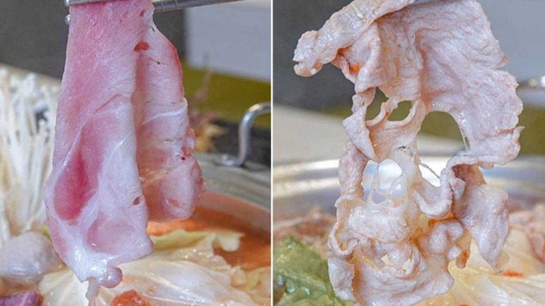 梅花豬富含豐富油脂,簡單涮一下肉質就相當嫩。(圖/靜兒貪吃遊玩愛分享提供)