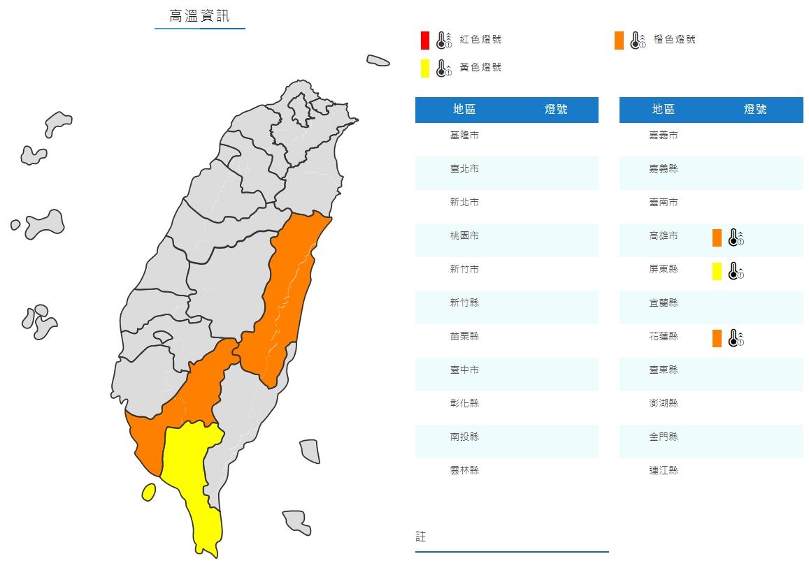 高溫資訊。（圖／中央氣象局）