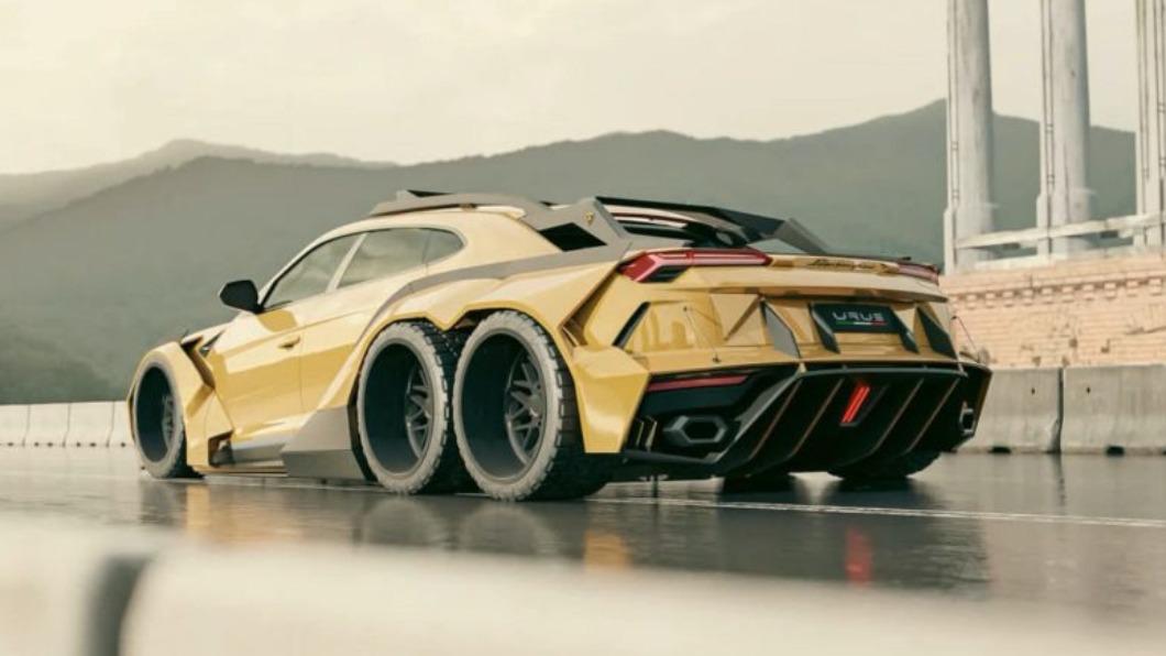 Lamborghini Urus 6×6後方採用皮卡車貨斗的設計。(圖/翻攝自Yasid Design)