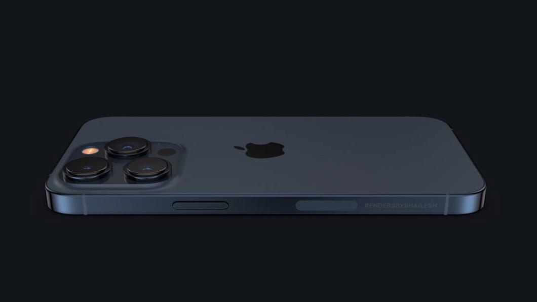 最新iPhone 14系列將在９月登場，近期新款配色「星空藍」模擬圖曝光。（圖／翻攝自Twitter@Shaileshhari03）