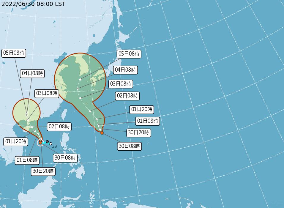 熱帶低壓預估路徑。(圖/中央氣象局)