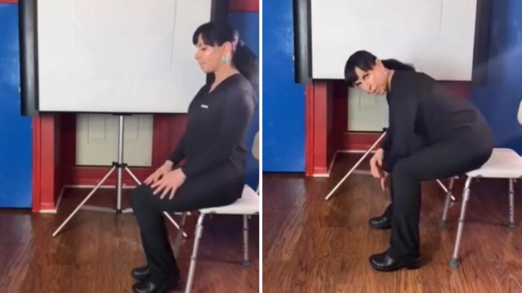醫師親自示範正確小便姿勢。(圖/翻攝自TikTok@dr.teresa.irwin)