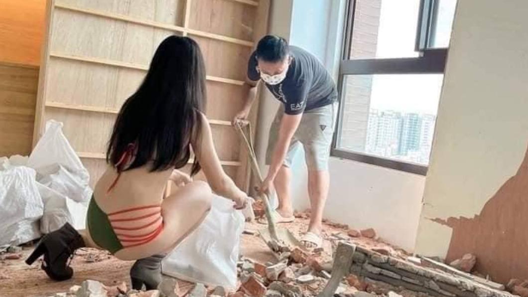 粗工穿比基尼！他缺人「叫傳播」搬磚　火辣背影萬人暴動