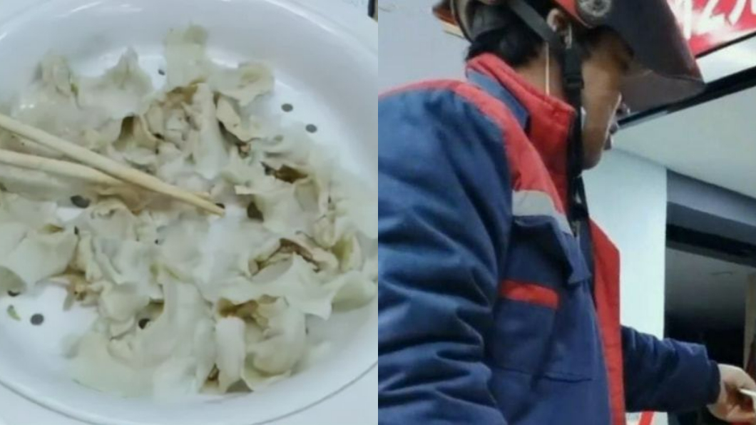 事後店家發現客人只吃肉餡把水餃皮剝開。(圖/翻攝自網易新聞)