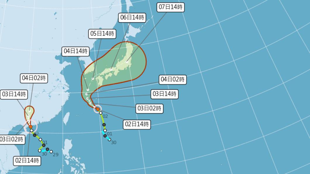 颱風圖路徑。（圖／中央氣象局）