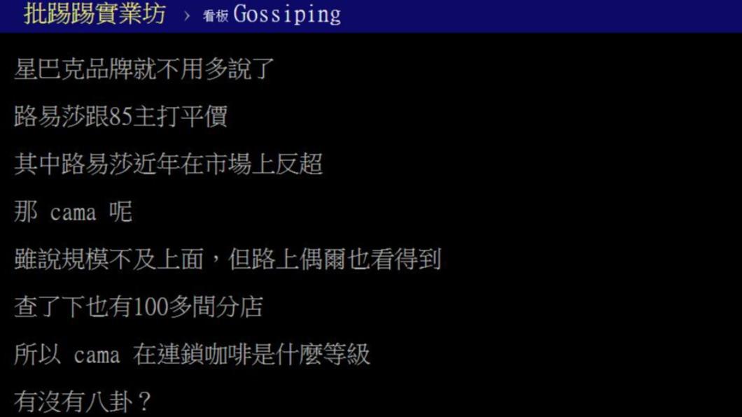原PO表示，路易莎有反超的趨勢。（圖／翻攝自PTT）