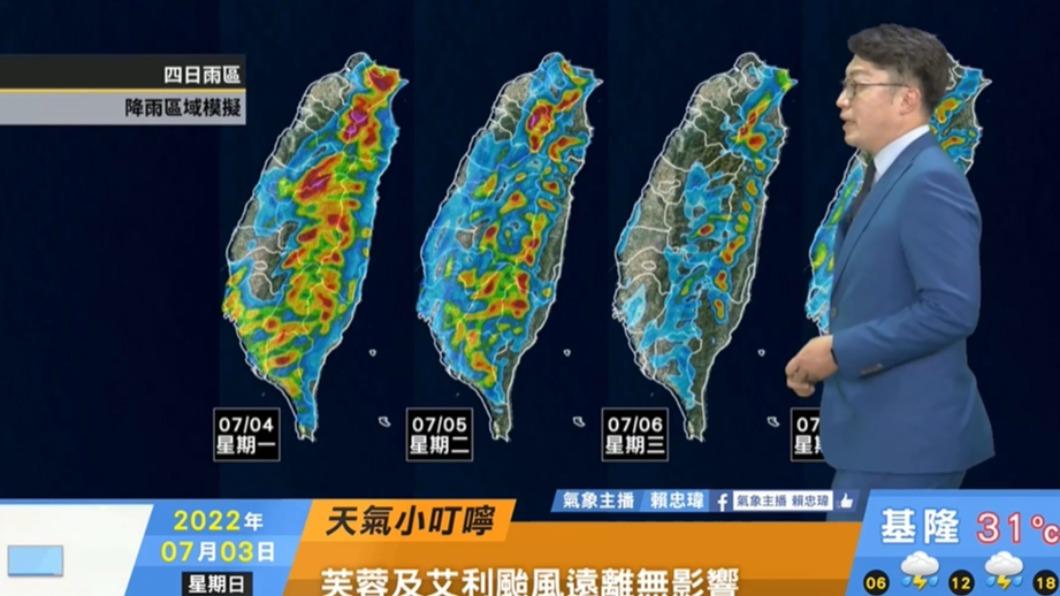 週三過後台灣天氣越趨穩定。(圖/翻攝自「天氣風險 WeatherRisk」臉書)