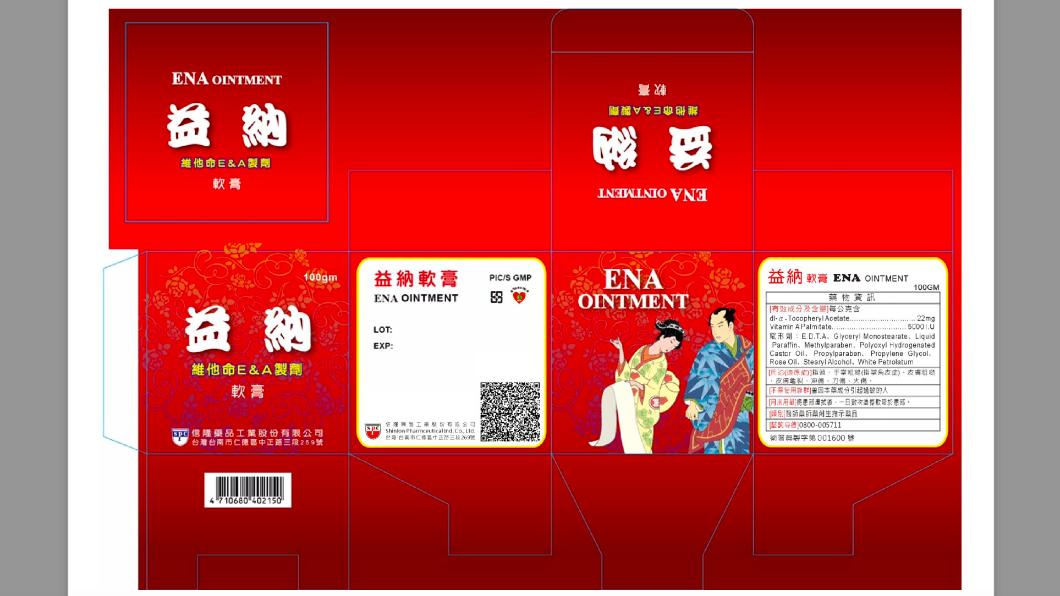 「益納軟膏 ENA OINTMENT」。（圖／食藥署提供）