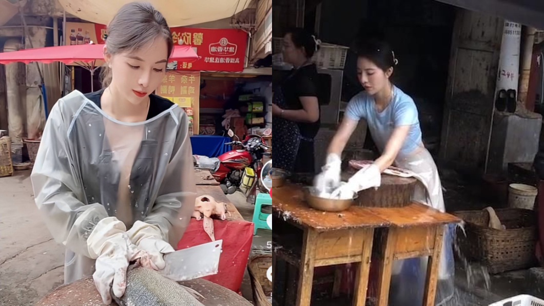 有不少民眾特地跑到正妹工作的魚攤前朝聖拍攝。(圖/翻攝自搜狐新聞)