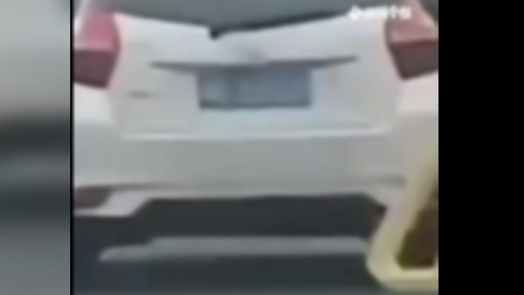 黃金蟒從車子上滑落。(圖/翻攝自微博)