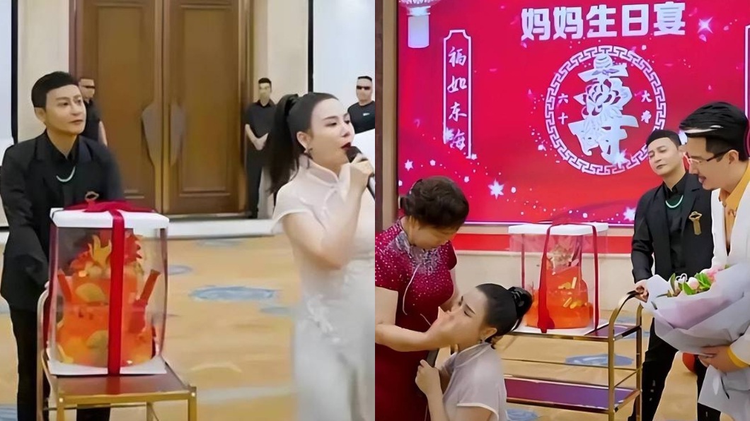 陳志朋近日受邀參加一名網紅母親生日禮但卻淪為推蛋糕小弟。(圖/翻攝自微博)