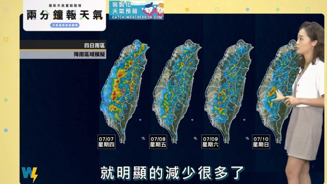 本週降雨區域預報。(圖/翻攝自「天氣風險 WeatherRisk」臉書)