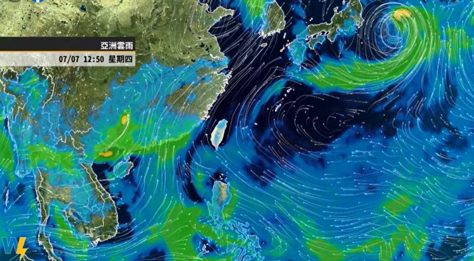 7日午後雷陣雨的型態仍持續。（圖／翻攝自「天氣風險 WeatherRisk」臉書）