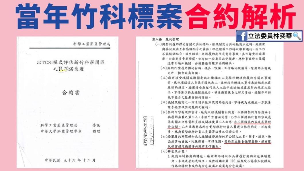 竹科與中華大學委託案合約書曝光(圖/翻攝林奕華臉書)
