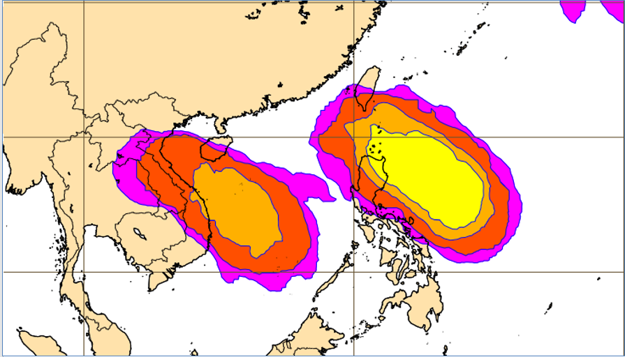 吳德榮指出，根據歐洲（ECMWF）系集模式模擬，菲律賓東方至南海海面有「熱帶擾動」發展的機率。（圖／翻攝自吳德榮專欄）