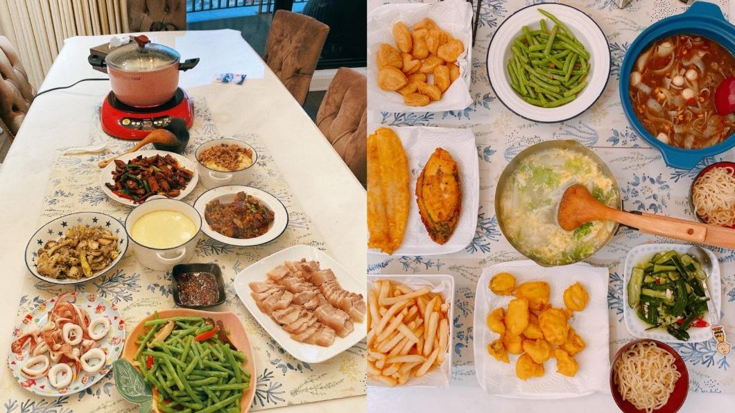 丟丟妹在家料理一桌菜。(圖/星恆娛樂提供)