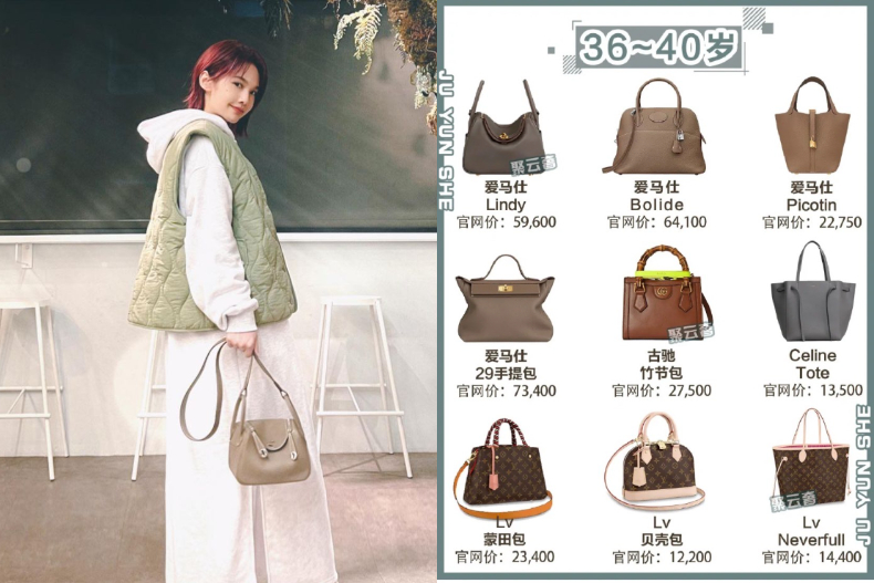 36-40歲適合包款。(圖/翻攝自IG@rainie77、小紅書@聚雲奢-重慶店)