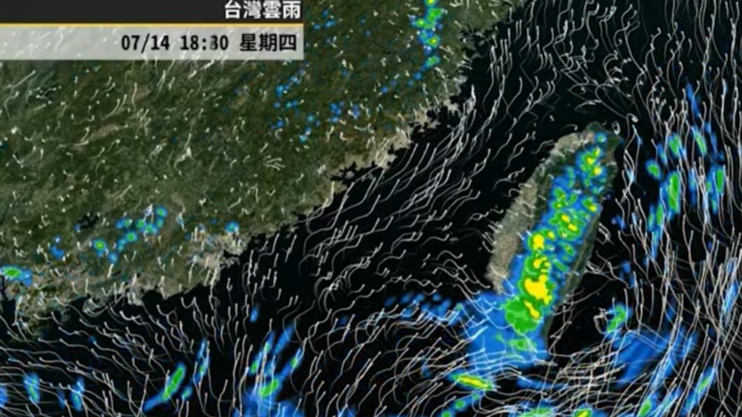 轉為西南風環境後,中南部降雨將增加。(圖/翻攝自天氣風險臉書粉專)