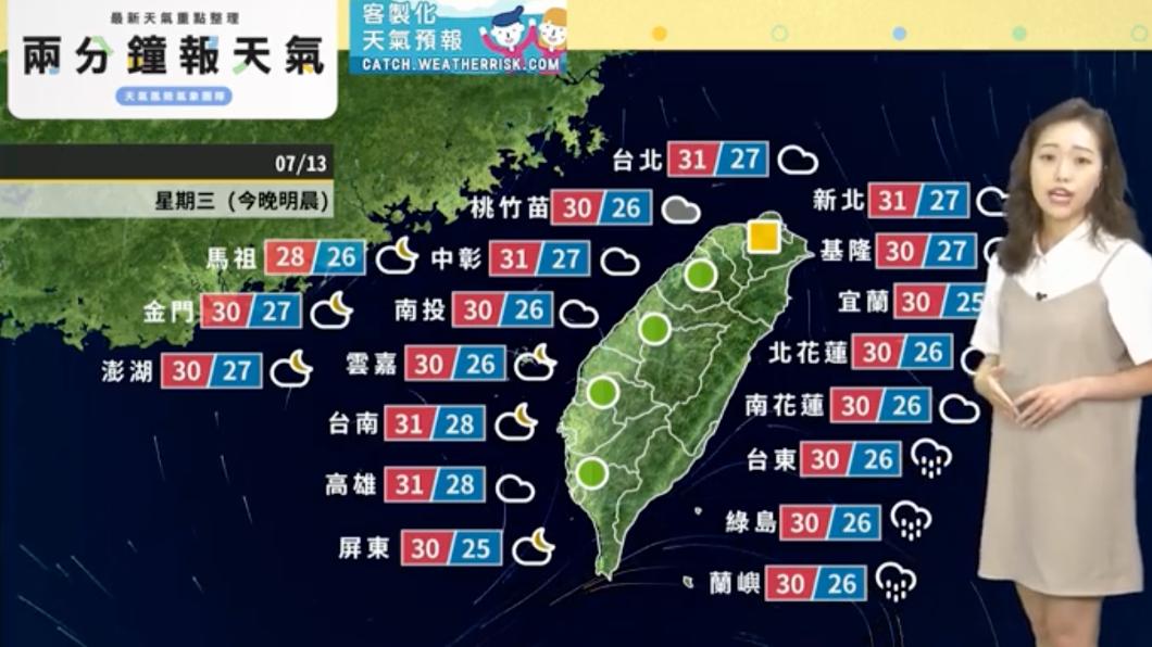 週五至週一西南方增強後,為中南部及整個西部地區帶來降雨。(翻攝自「天氣風險 WeatherRisk」臉書)