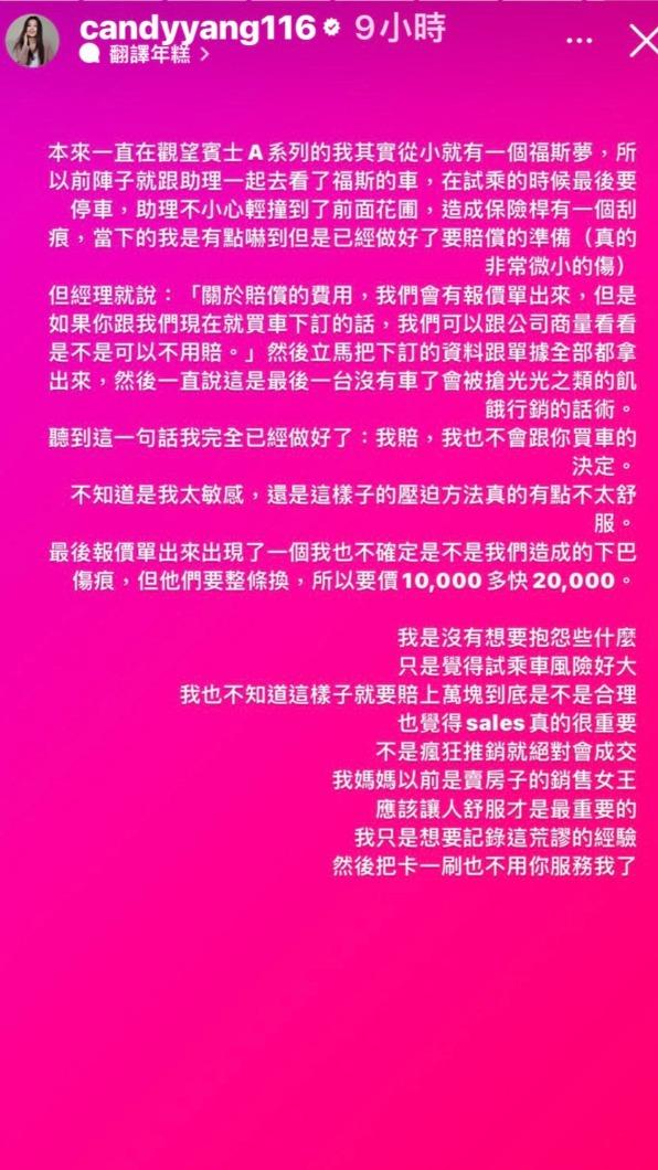 楊小黎發限動記錄下不愉快的過程。(圖/翻攝自楊小黎IG)