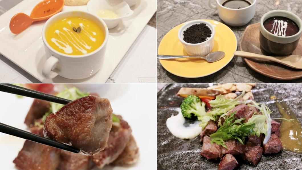 套餐內容包含濃湯與甜品，還有鴨胸。（圖／翻攝自柚香魚子醬的蹦蹦跳跳）