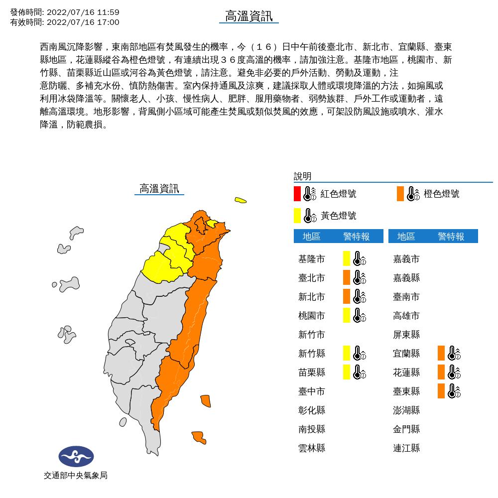 高溫預警。(圖/氣象局)