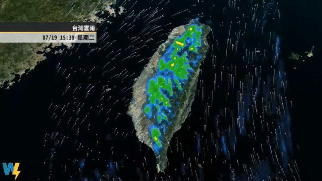 午後會有熱對流發展造成雷雨的機會。(圖/翻攝自天氣風險 WeatherRisk臉書)