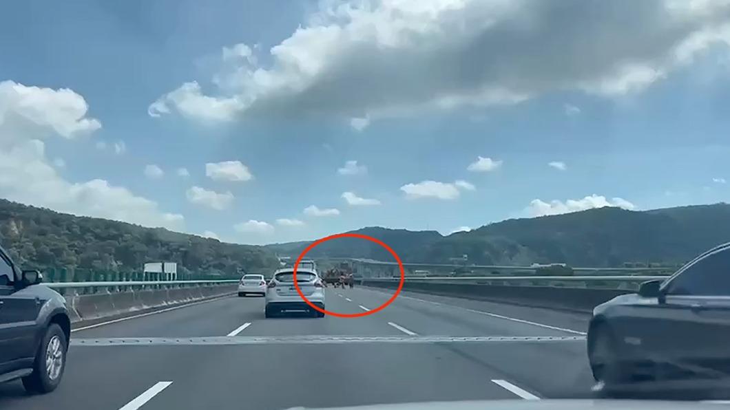 影片可見遠方的施工車輛。(圖/翻攝自記者爆料網)
