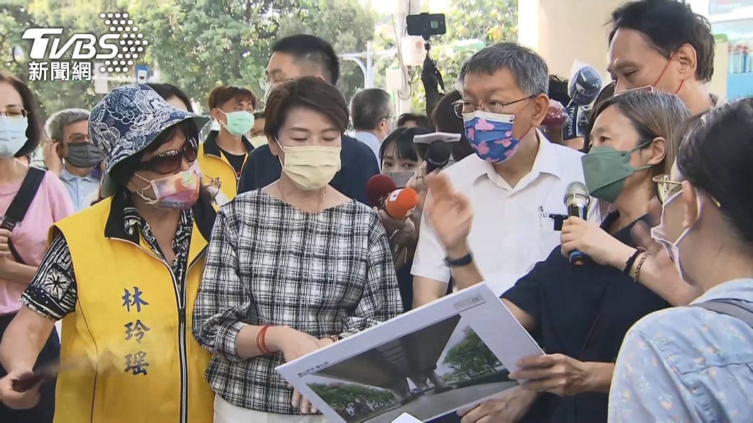 柯文哲和黃珊珊今日出席線形公園巡禮。(圖/TVBS)