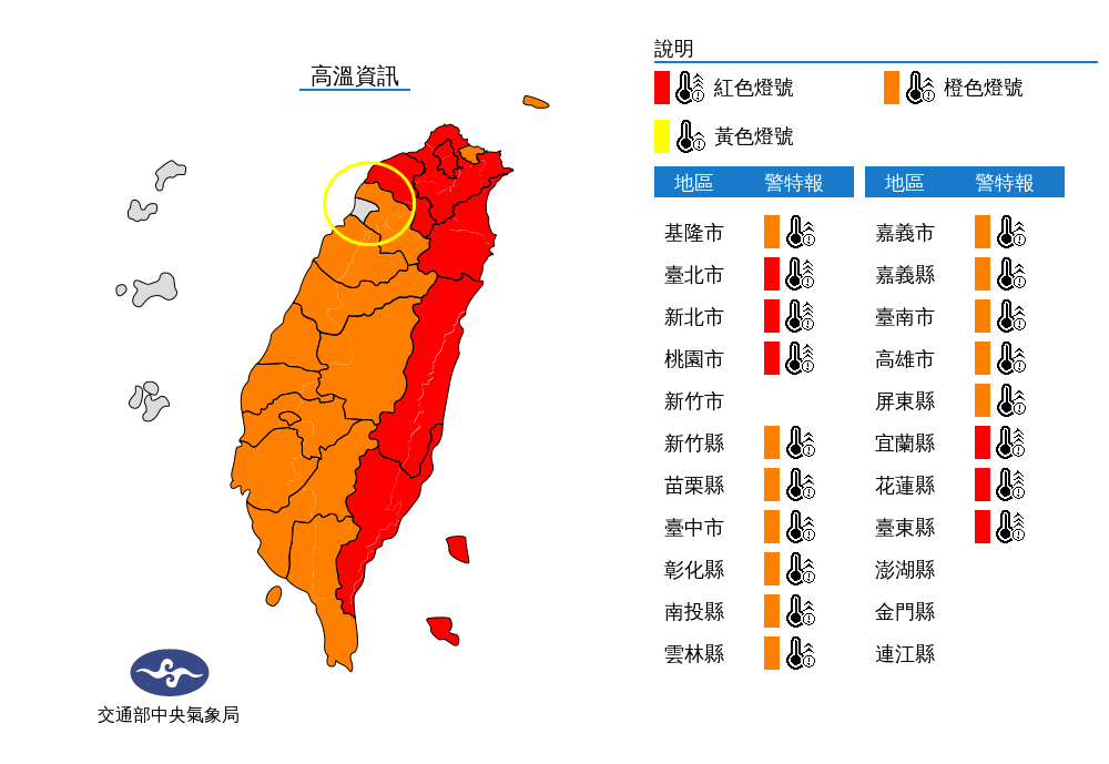 今日高溫來襲。（圖／中央氣象局）