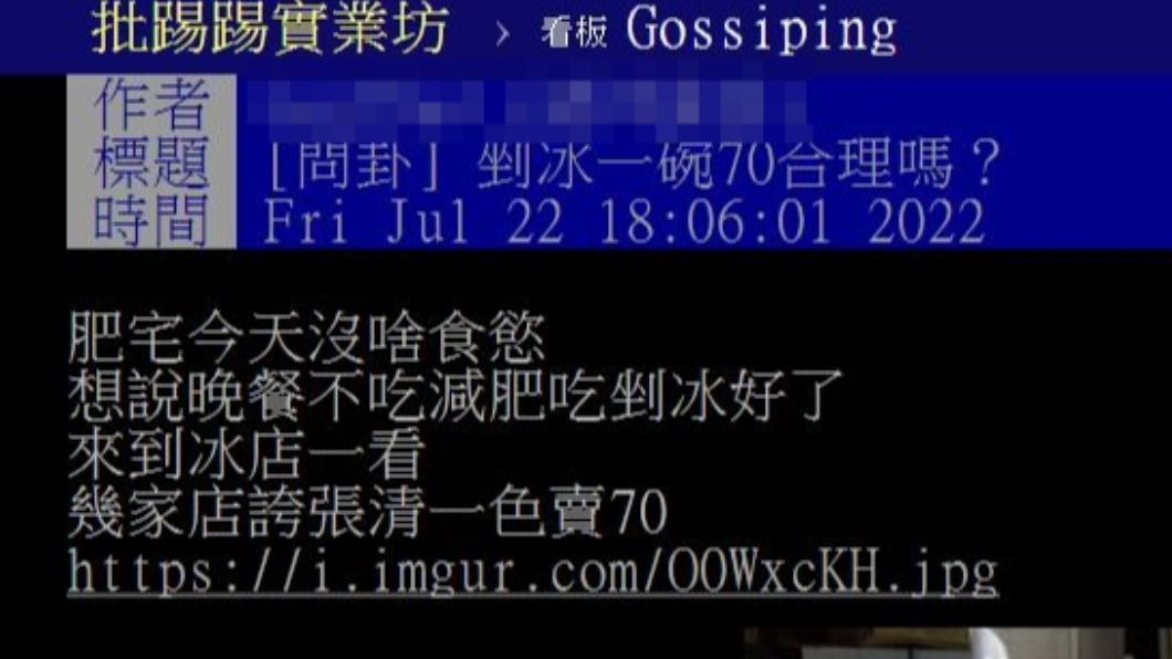 網友很驚訝剉冰價錢昂貴。(圖/翻攝自PTT)
