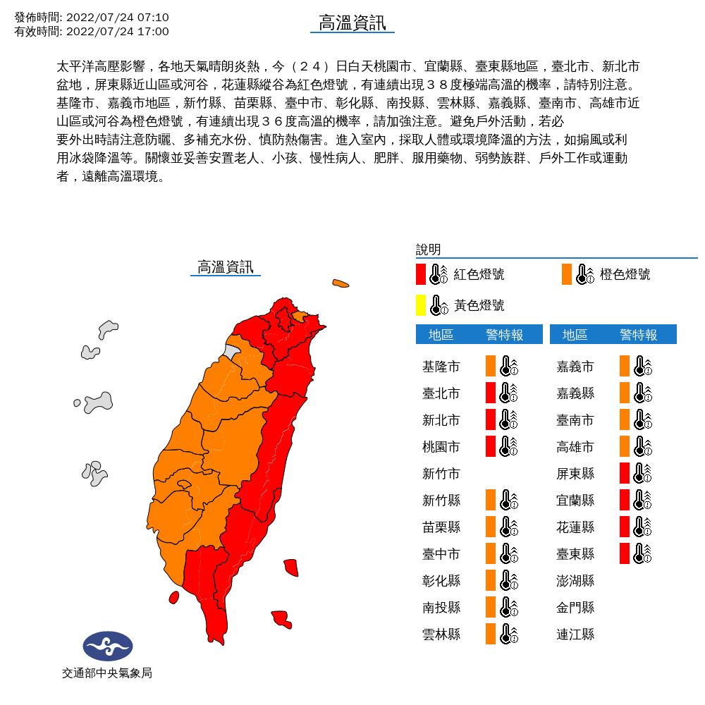 高溫資訊。(圖/指揮中心)
