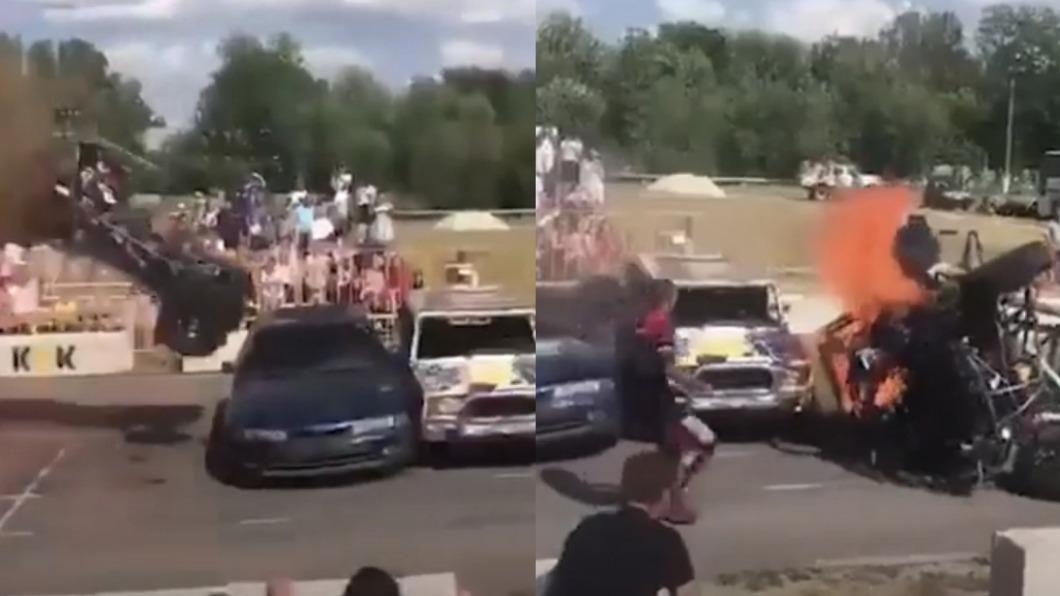 俄特技老爸帶8歲兒玩命!飛車墜毀險死 兒狂抖拒道歉