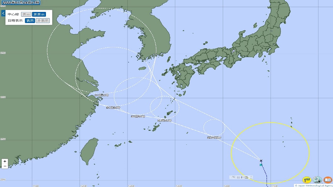 桑達颱風將會對台灣帶來雨勢。(圖/翻攝自日本氣象廳)