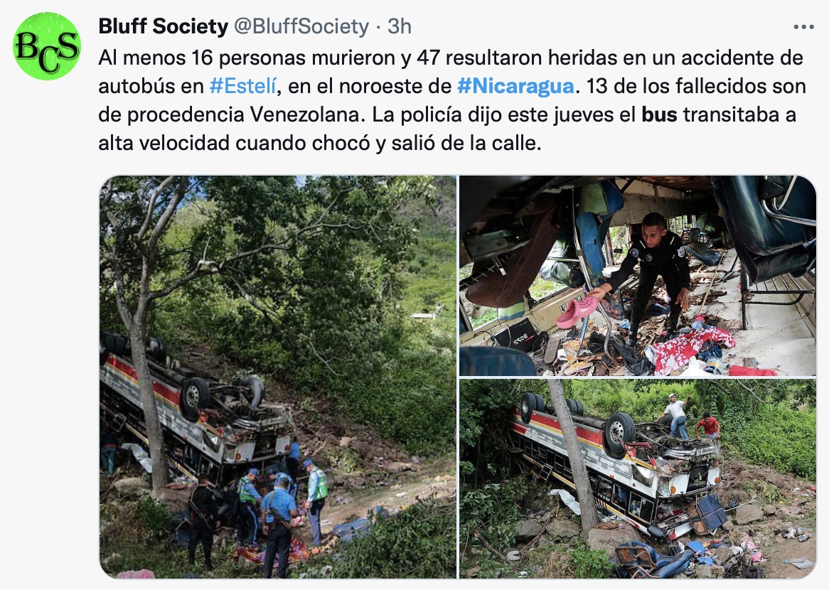 重大車禍意外造成16死的悲劇。(圖/翻攝自@BluffSociety推特)