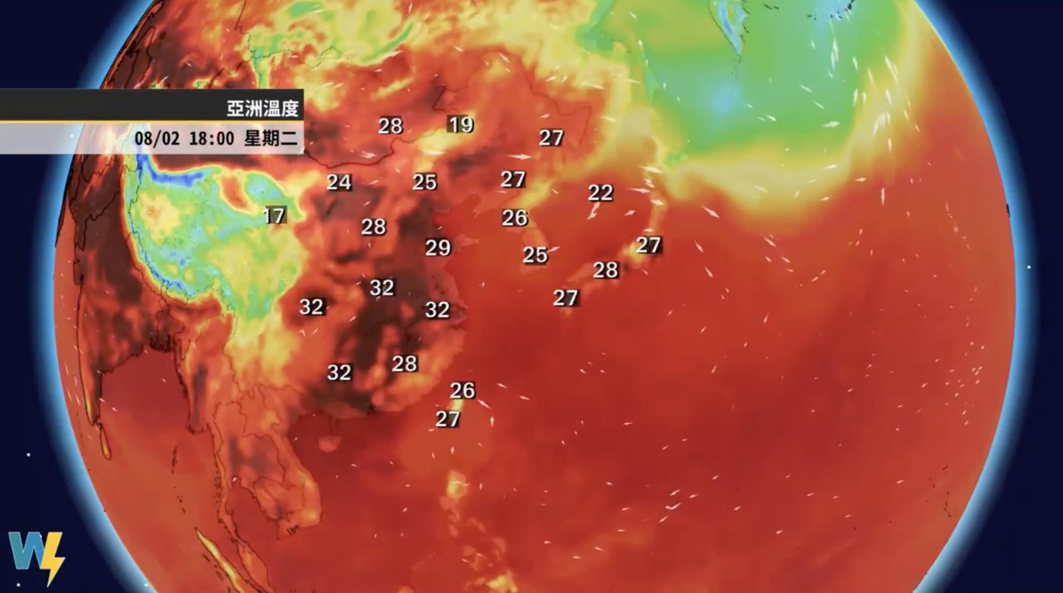 全台高溫炎熱。(圖/翻攝自天氣風險 WeatherRisk臉書)