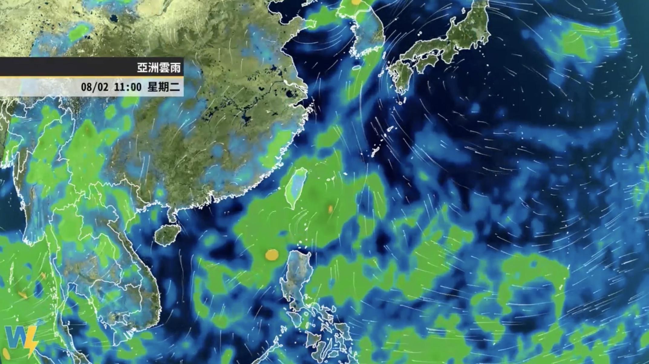 今日全台各地都有雨勢。(圖/翻攝自天氣風險 WeatherRisk臉書)