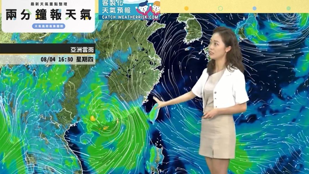 禮拜三開始,低壓帶將移動到台灣的西南側。(圖/翻攝自天氣風險 WeatherRisk臉書)