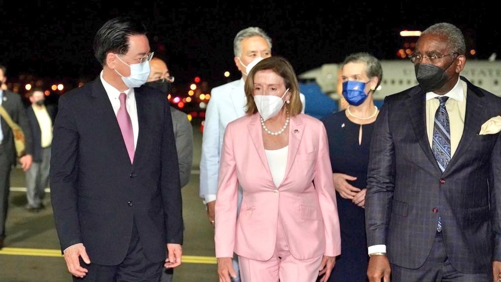 美國眾議院院長裴洛西率團訪台。（圖／外交部提供）