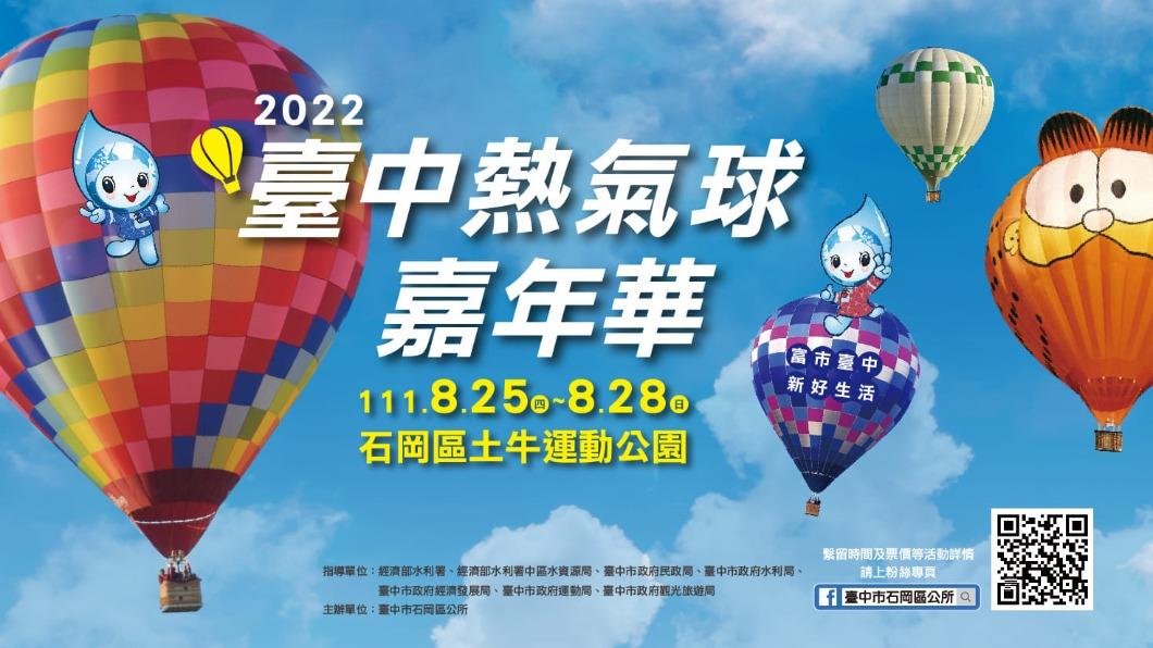 8/25至8/28連續4天在石岡土牛運動公園舉辦「2022石岡熱氣球嘉年華」。(圖/翻攝自臺中市石岡區公所臉書)