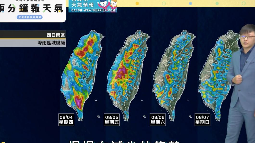 降雨區域模擬圖。(圖/翻攝自天氣風險 WeatherRisk臉書)