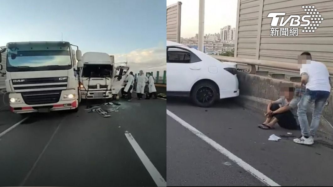 酒駕男台88自撞!路肩沒擺三角錐提醒 釀3大車連撞