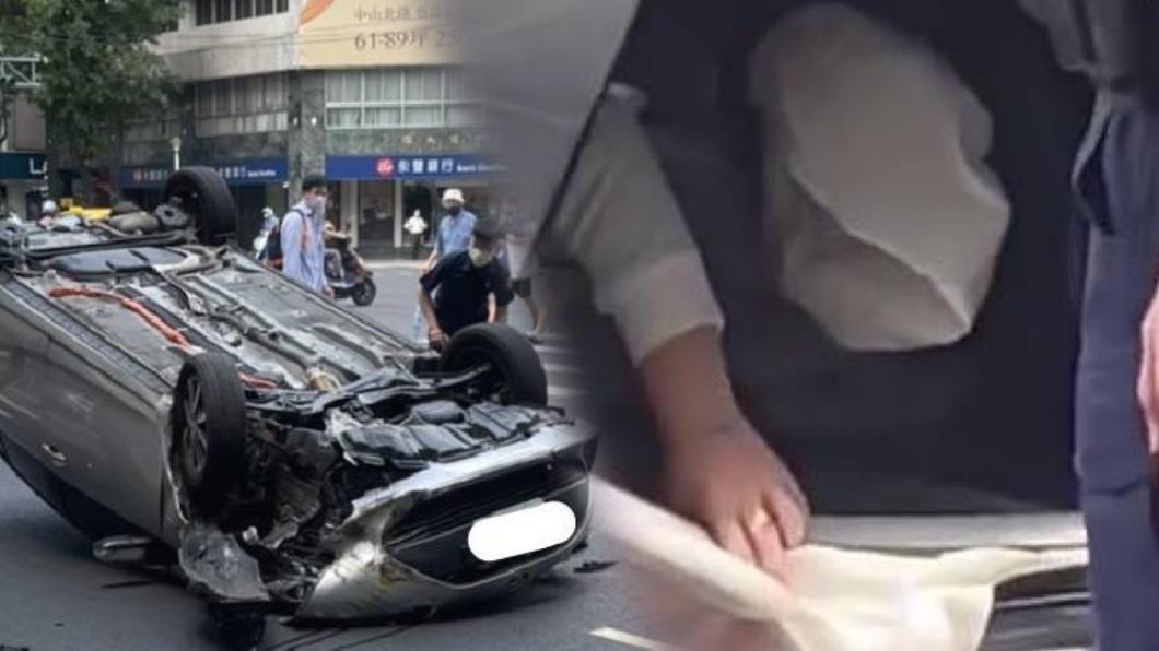 這「翻」功夫厲害!男租共享汽車自撞傷 頭下腳上伸手求救